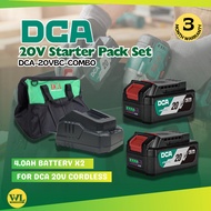 DCA 20V Cordless Starter Pack Set 4.0ah Battery x2 & Charger with Tool Bag (3Month Warranty) DCA Bat