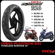 CORSA PLATINUM R26 TAYAR 80/80-14 90/80-14 100/80-14 110/80-14 140/70-14 TUBELESS SCOOTER 14" INCH