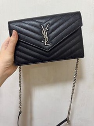 Ysl WOC鏈條信封包 黑銀