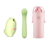 SISTALK小怪獸魔吻-綠+怪獸棒-哥斯拉大師+59S消毒收納袋(粉)