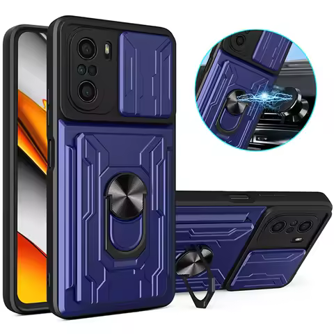 For xiaomi poco f3 case slide card camera armor phone case for pocophone little poco f3 f 3 pocof3 f