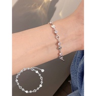 1PC Korean Style Small Fresh Y2K Zircon Ins Bracelets Girls Sparkling Hollow Heart Delicate Chain Bracelet