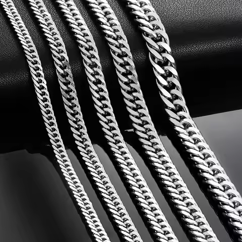 4.8mm/5.8mm/6.6mm/7.5mm/9.2mm Stainless Steel Cuban Link Chains Classic Men Boy Curb Chunky Necklace