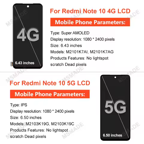 AMOLED For Xiaomi Redmi Note 10 5G POCO M3 Pro 5G LCD M2103K19G Screen Touch Display For Redmi NOTE 