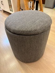 灰色棉麻實木儲物凳 梳妝椅 梳妝凳