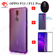 (4 in 1) For OPPO F11/OPPO F11 Pro เคสโทรศัพท์ ฟิล์มกระจก ฟิล์มกระจกนิรภัย Tempered Glass Screen Protector Film ฟิล์มกระจกกันรอยกล้องหลัง+เลนส์กล้องถ่ายรูปฟิล์ม + 3D คาร์บอนไฟเบอร์ด้านหลังฟ