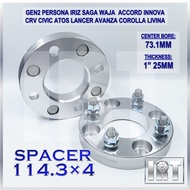 2PCs Wheel Spacer 4-Stud Lug PCD 114.3x4 Rim Tayar Tire Tyre Roda Kereta Gen2 Persona Iriz Perdana S