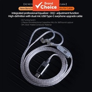 KZ M2 Silver-Plated Upgraded Cable with Dual Microphone (Type-C / 3.5mm) Kabel Naik Taraf KZ M2 Pera