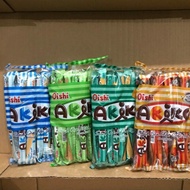 10 Bịch bánh que Akiko. Mỗi bịch gồm 20 que bánh ống nhân kem Akiko của oshi có 6 vị