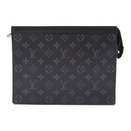 LOUIS VUITTON Pochette Voyage MM 手拿包 M61692 帆布黑色 二手 男士 LV