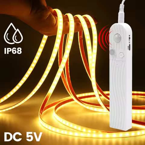 PIR Motion Sensor 4*AAA Battery Operated LED Light Strip IP68 Waterproof Flexible LED Tape Cabinet C