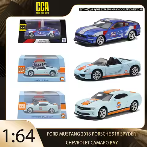 CCA 1:64 Ford Mustang 2018 Porsche 918 SPYDER Chevrolet Camaro Bay Alloy Premium Diecast Vehicle Mod