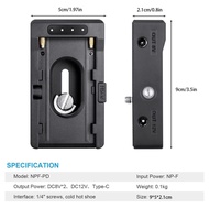 concon NP F550 F750 F970 Battery Adapter Plate Type C Charging DC12V DC8V USB with Cold Shoe Mount