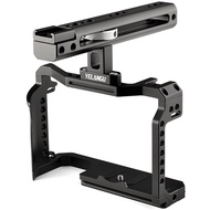 YELANGU Aluminum Alloy Camera Video Rig Camera Cage + Top Handle Kit for Canon EOS R5 R6 DSLR Camera with 1/4 Inch Screw Holes