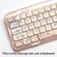 PBT Dye Sublimation Sushi Meow Keycaps MAO Height Siamese Cat Cute Cartoon Keycaps Adaptable To 61/6