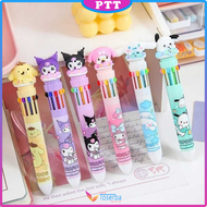 Pena Mekanik Karakter Kartun Pulpen 10 Warna Lucu 3D DOLL Bolpen Gel Tinta Donat Animasi 10 Warna Al