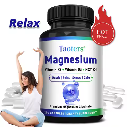 Magnesium Capsules, with Vitamin K2 & D3 & MCT Oil, Support Bone, Joint Health, Muscle Recovery, Rel