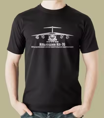 Soviet Ilyushin Il-76 Military Transport Aircraft T-Shirt 100% Cotton O-Neck Summer Short Sleeve Cas