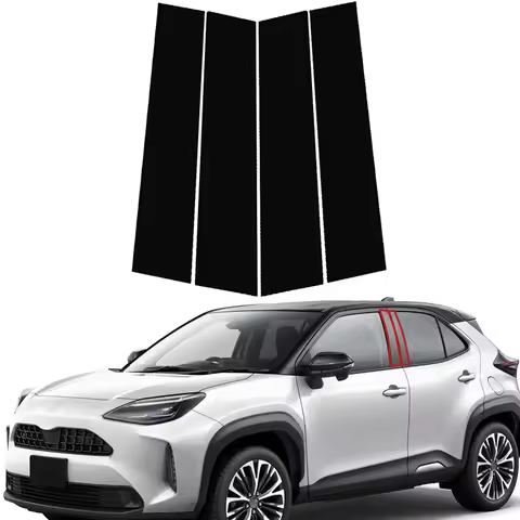 4x Glossy Black Car Window Door Pillar Posts Trim B C Column Cover Stickers Decal For Toyota Yaris C