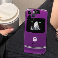 [Op055] เคสสำหรับ Apple iPhone โทรศัพท์ Motorola Razr สีชมพู15 14 13 12 11 Pro Mini 8 7 Plus X XR XS