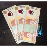 gress uang kuno lama kertas idr polimer 100000 sukarno hatta 1999 100k sukarno 100 ribu sukarno