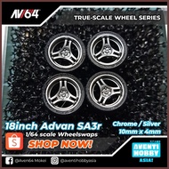 ∟ 1/64 Wheelswap Advan SA3R CHROME / SILVER ( 10mm x 4mm )