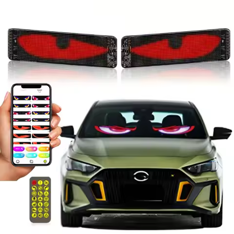 2PCS Luminous Eyes for Car LED Panel Truck Windshield Programmable Window Devil LED Eyes Wireless LE