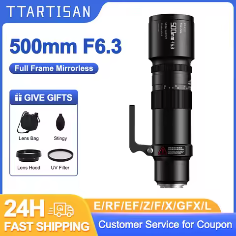 TTArtisan 500mm F6.3 Full Frame Telephoto Lens Manual Focus for Sony E Nikon Z Canon RF Canon EF Fuj