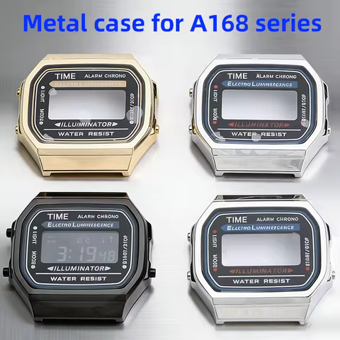 A168WA metal case mod kit Solid Stainless steel Bezel watch Case&Strap For Casio 3298 A168 series wa