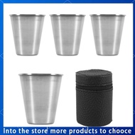 【octavia】Stainless Steel Shot Cups, Set of 4 Cups, Metal Shot Glasses, Stackable, Hip Flask Small wi