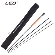 LEO Fly Rod 2.7M 4 Section Carbon Fiber Fishing Rod Joran Pancing Perambut Pancing Joran Udang Galah