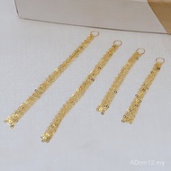 Kalung Emas G18K Rantai Rumbai Panjang Au750 Aksesori O Rantai Gantung Rantai Telinga Benang Aksesor