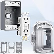 SURAIELEC 1-Gang Outdoor GFCI Outlet Kit with Weatherproof Cover and Junction Box, UL Listed in-Use 