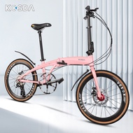 Pink Foldable Bicycle Female Model for Girlfriend Practical Super Lightweight Bicycle Speed Shift 22-Inch Adult Girl Portable