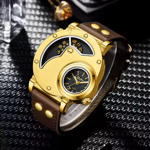 OULM Brand HP9591 White Dial Watch Men Army Military Dual Time Movement Mens Big Size Quartz Wrist W