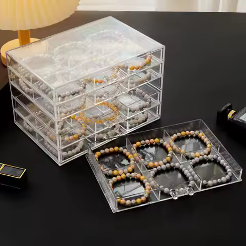 Earrings Organizer, 5 Drawer Jewelry Organizer, Acrylic Jewelry Organizer, Stand Compartment Transpa