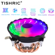 TISHRIC CPU Cooler Fan Computer CPU Heat Sink 4 Pin PWM Fan RGB CPU Cooling Radiator Fan For In LGA2011 115X 1366 X99 AM4