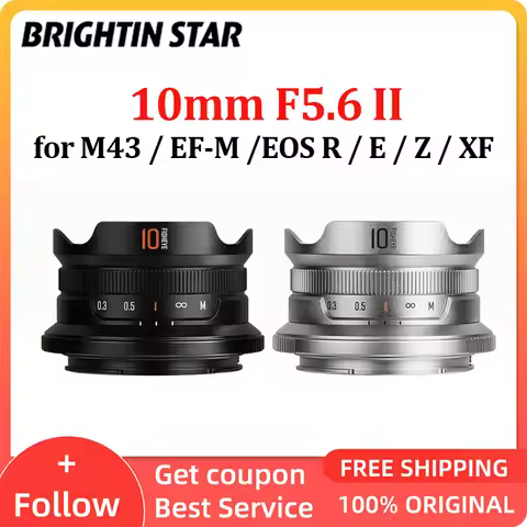 Brightin Star 10mm F5.6 II Fisheye Wide Angle Lens APS-C Mirrorless Camera Lens for M4/3 Canon EF-M 