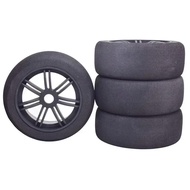 4pcs 118mm 1/8 4WD Nitro Off Sponge Tires Flat RunWheel Rim 17mm Hex for 1/8 RV Racing Flat Run S86E