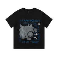 Cactus Jack Travis Scott X Fragment Design Collaborative Tiger Head Short Sleeve T-Shirt Youth Casua