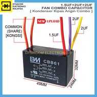 1.5UF 2UF 2UF Fan Motor Starting Combo Capacitor 3-in-1 [ Kondenser Kipas Angin Combo ]