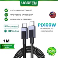 UGREEN USB-C to C Cable 100W PD Fast Charging 5A Cable Nylon Braided Type C E-Marker Chip