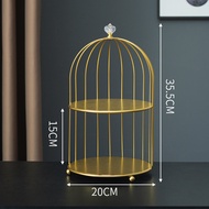 DenDen Nordic Bird Iron Cage Luxury Skincare Cosmetic Desktop Display Perfume Organizer Cupcake Dess