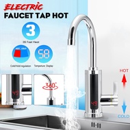 220V Kitchen Electric Water Heater Tap Instant Hot Water Faucet Heater Cold Heating Faucet Tankless Water Heater with LED 3000W
