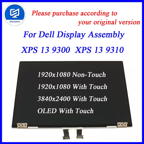 Replacement 13.4 inch Display Assembly for Dell XPS 13 9300 9310 P117G001 P117G002 Full Half Assembl