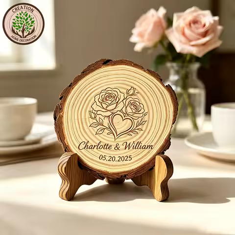 Custom Laser Engraving Natural Wood Slices Blank Wooden Disc Personalized Text Pattern Diy Craft Orn