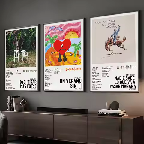 Singer B-Bad B-BunnyS Poster Sticky Wall Art Printing Waterproof Home Living Bed Room Bar Aesthetic 