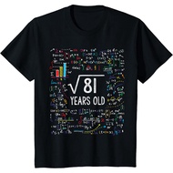 Square Root Of 81 9th Birthday 9 Year Old Gifts Math Bday T-Shirt
