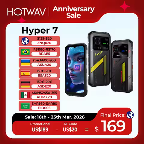 HOTWAV Hyper 7 5G Rugged Phone 6.6'' FHD+ 2K Display 10800mAh Mobile Phone 280LM 64MP Smartphone 8GB