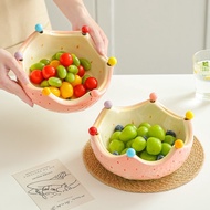 ♞Strawberry Fruit Fork Bowl, High-looking Salad Bowl, Fruit Fork Bowl, Ceramic Plate, Dessert Plate,